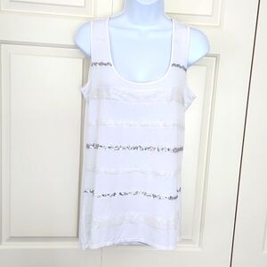 A.N.A Tank top White with silver embellishmentsSleeveless Size Large